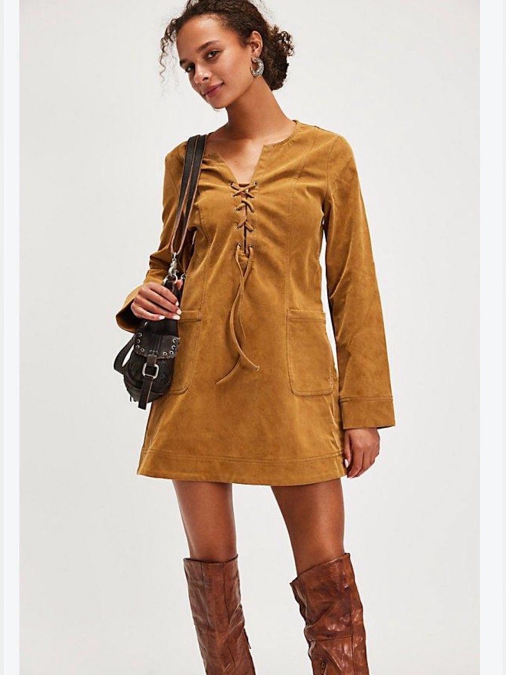Free People Bradley Faux Suede Dress Size Large